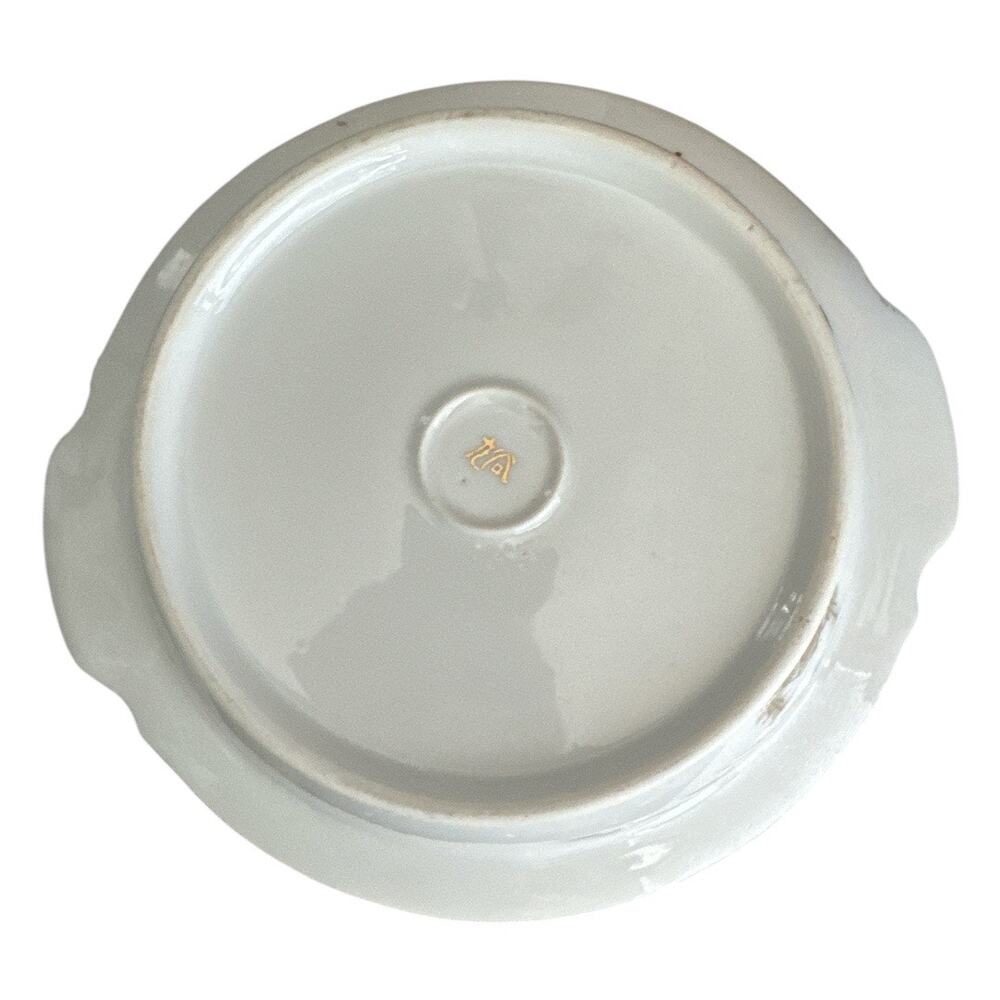 Japanese Kutani Serving Bowl with Lid White Gold - Picture 8 of 10